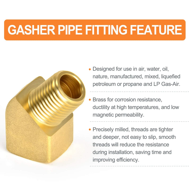 [Australia - AusPower] - GASHER 5PCS 45 Degree Street Elbow Brass Pipe Fitting 1/4" NPT Female x 1/4" NPT Male 5PCS 45-Degree 