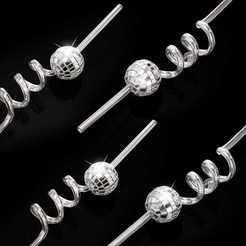 [Australia - AusPower] - Nicunom 30 Pcs Disco Ball Straws 70s Mirror Disco Decorative Straws Silver Disco Straw, Retro Disco Party Decorations for Dance Holiday Wedding Birthday Bachelorette Party Supplies 