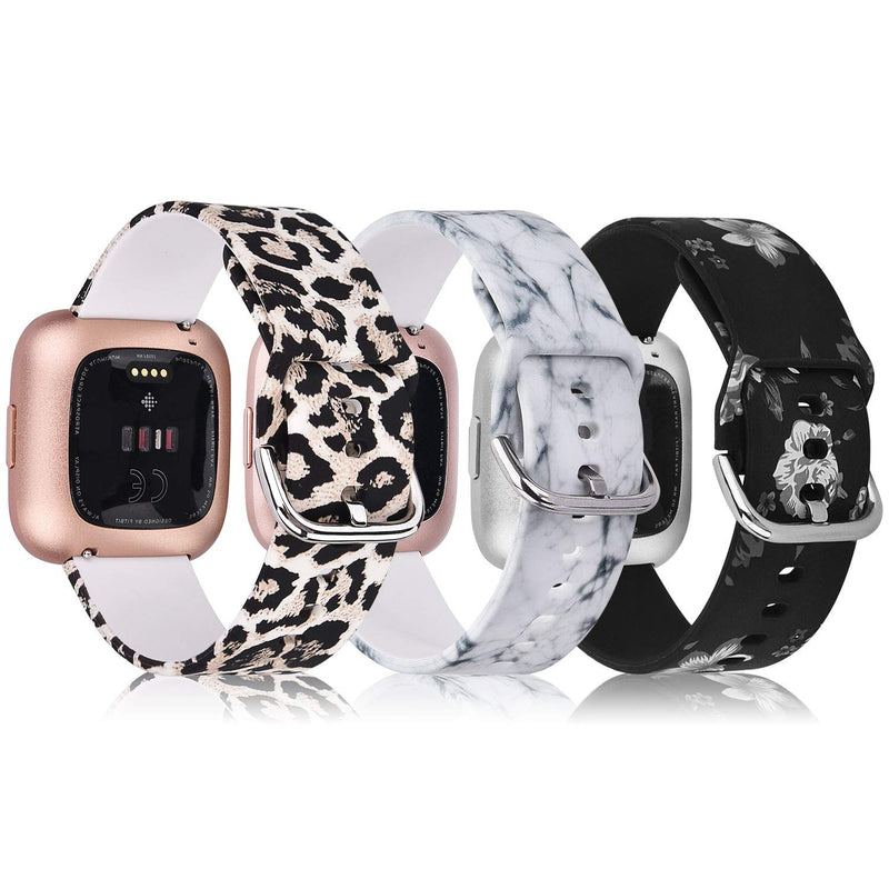 [Australia - AusPower] - QINGQING Compatible with Fitbit Versa 2/Versa/Versa Lite Edition Bands Sets, Soft Silicone Fadeless Pattern Printed Replacement Sport Watch Strap Wristband for Fitbit Versa Smartwatch (3 Pack2) 3 Pack2 