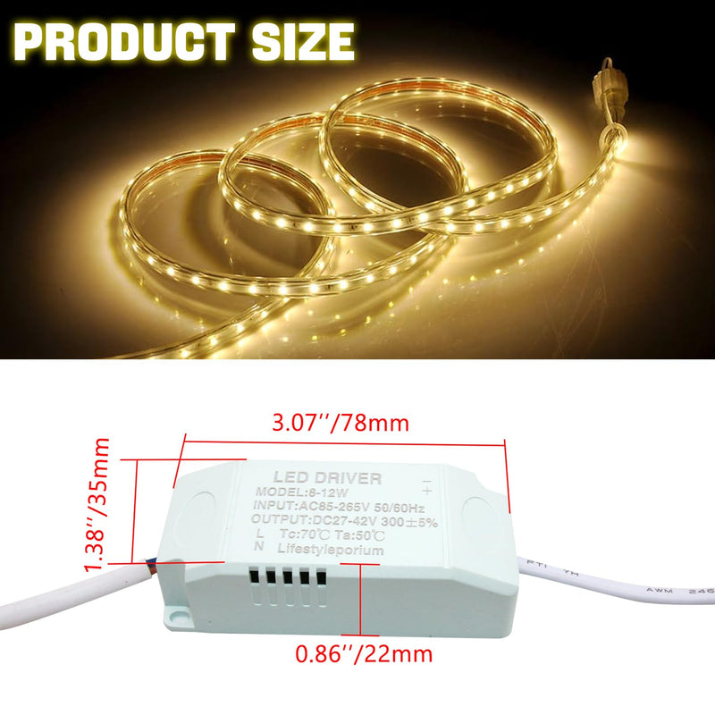 [Australia - AusPower] - Qimoo 8-12W LED Driver, Constant Current 300mA AC 85-265V Output 24-42V SM Male Connector External Power Supply Rectifier Transformer for LED Ceiling Light White 8~12W 