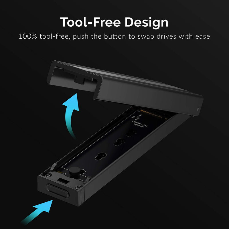 [Australia - AusPower] - SABRENT USB 3.2 Type-C Tool-Free Enclosure for M.2 PCIe NVMe and SATA SSDs (EC-SNVE) 