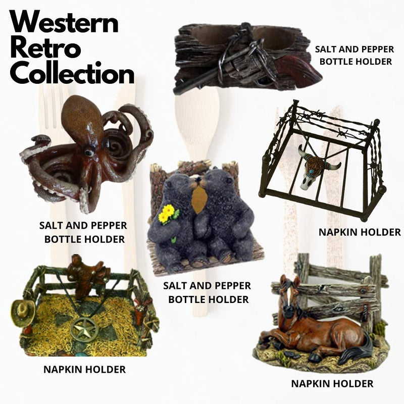 [Australia - AusPower] - Comfy Hour Western Retro Collection 3" Octopus Salt and Pepper Bottle Holder, Polyresin Brown 
