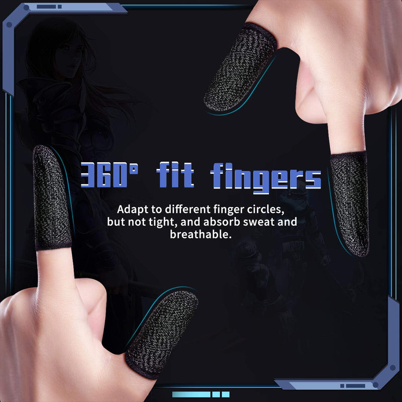 [Australia - AusPower] - 8PCS Mobile Game Controllers Finger Sleeve,Newchichi 0.01Inch Ultra-Thin Anti-Sweat Breathable Silver Fiber Sensitive Touch Finger Sleeve for PUBG/Rule of Survival,Compatible with iphone/ipad/Android Blue 