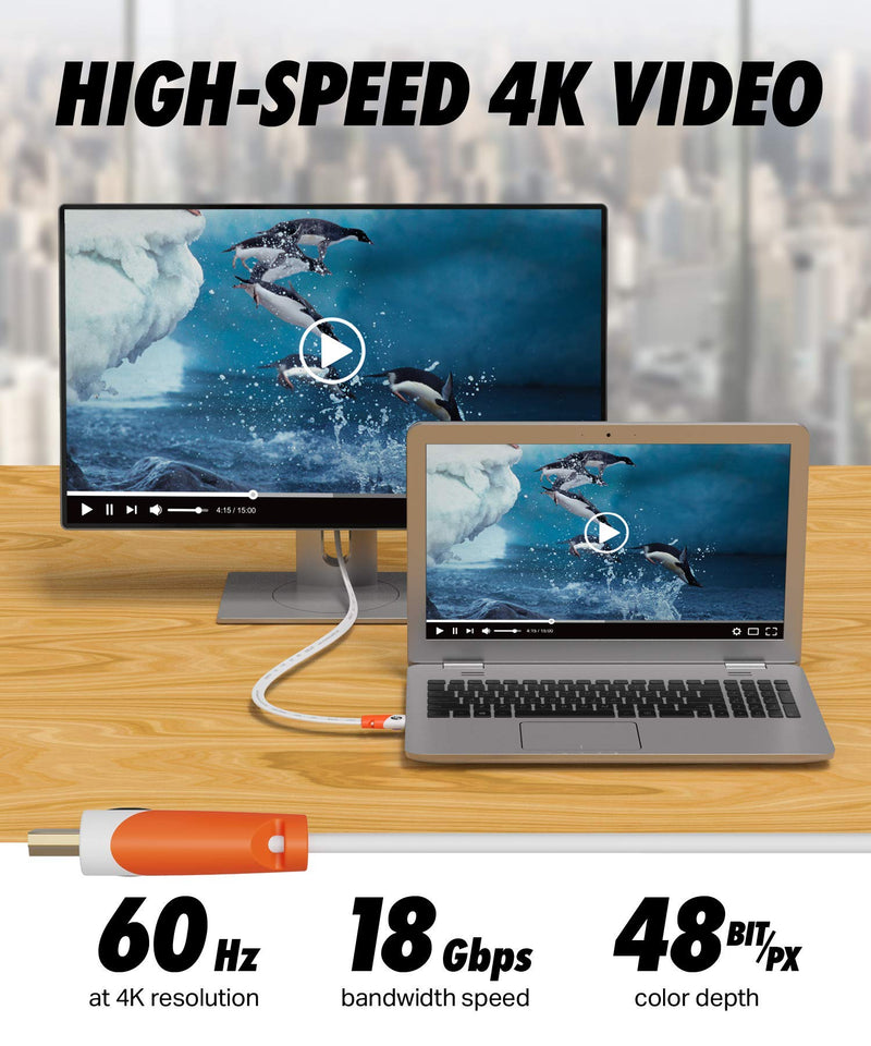 [Australia - AusPower] - Ultra Clarity Cables Flat HDMI Cable 25ft - High Speed Hdmi Cord - Supports Ethernet 4K 3D 2160p - HDMI Latest Standard - CL3 Rated - 25 Feet 