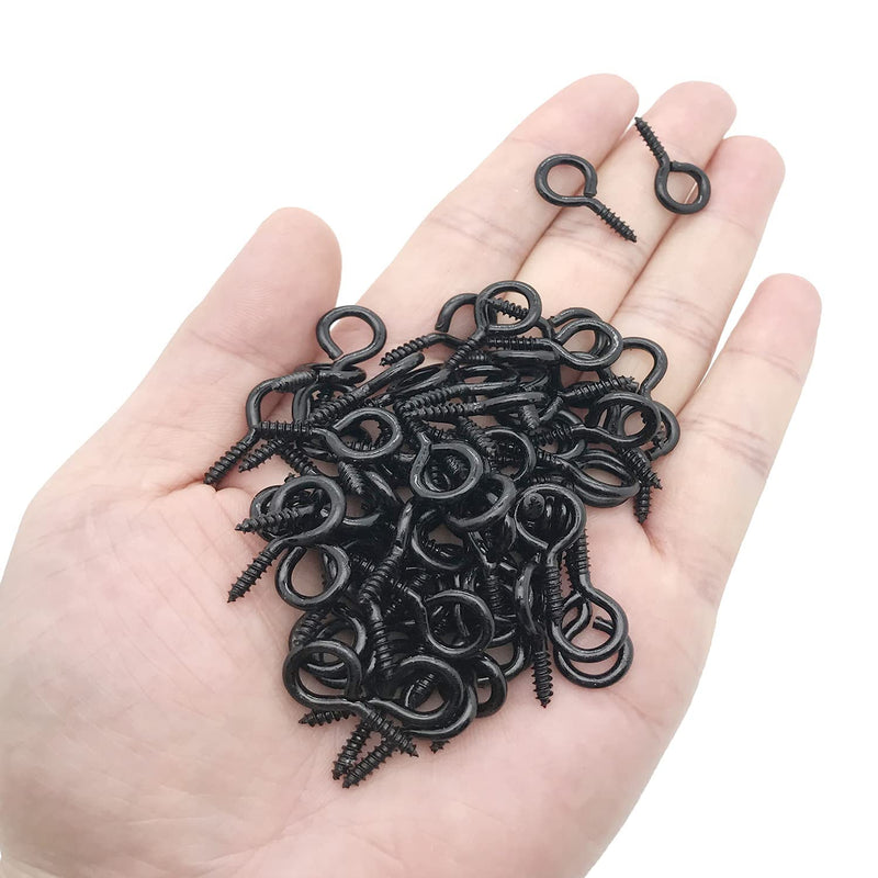 [Australia - AusPower] - Screw Eyes, 1 Inch Metal Eye Hook, Zinc Plated Self Tapping Screw Hooks Ring, Eyelet Screws Black 120 Pcs 