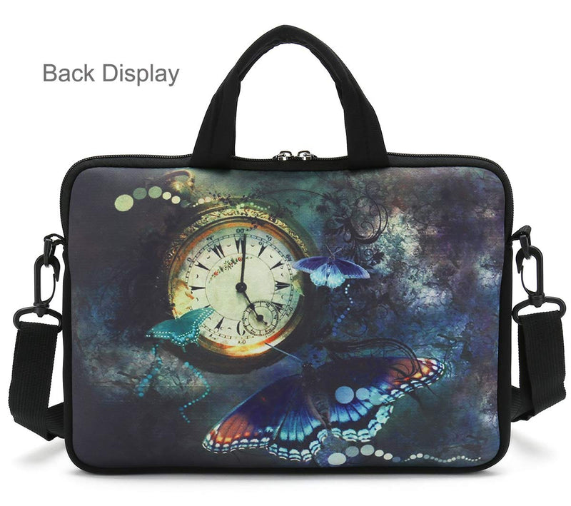 [Australia - AusPower] - RICHEN 11 11.6 12 12.5 13 inches Case Laptop/Chromebook/Ultrabook/Notebook PC Messenger Bag Tablet Travel Case Neoprene Handle Sleeve with Shoulder Strap (11-13.3 inch, Clock &Butterfly) 11-13.3 inch Clock & Butterfly 