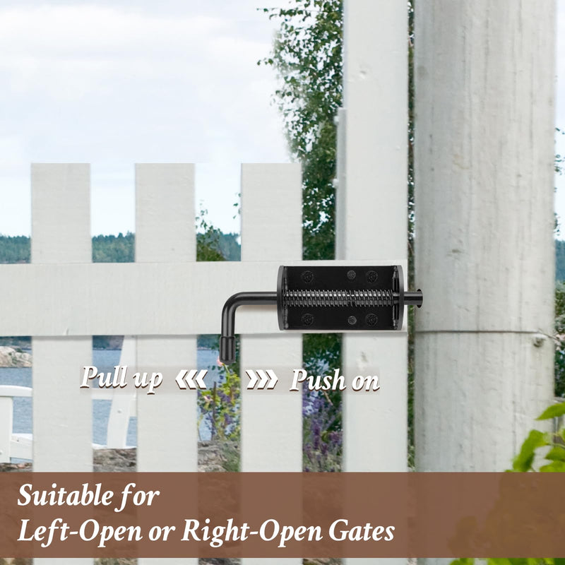 [Australia - AusPower] - Quality Life Spring Loaded Gate Latch Pin Barrel Bolt 6in Durable Solid Steel for Shed Doors Wood Metal Gate Black - 2pcs 