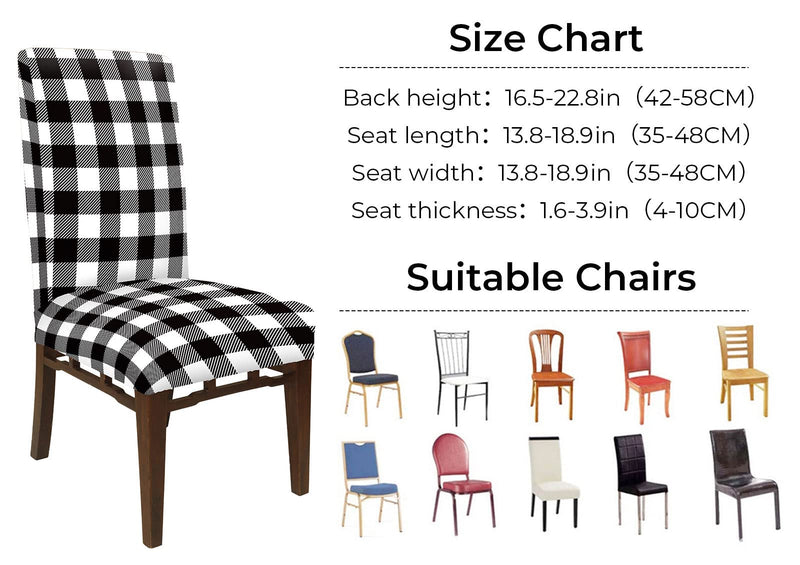 [Australia - AusPower] - Whaline Buffalo Check Chair Covers White Black Plaid Dining Chair Slipcovers Protector Removable Stretch Elastic Seat Covers for Party Kitchen Home Hotel Office Restaurant Decoration, 4Pcs White Black Buffalo Plaid 