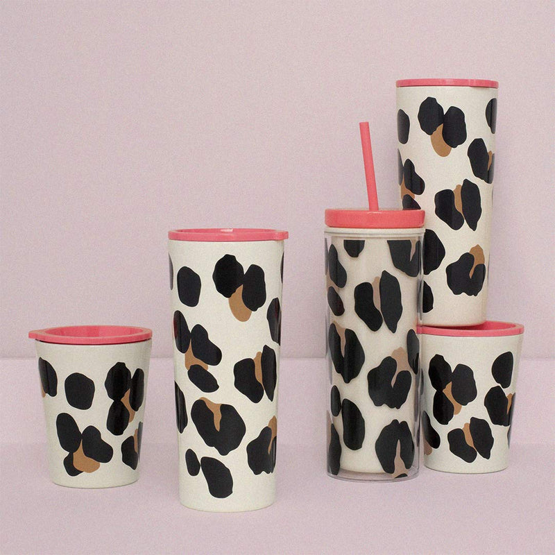 [Australia - AusPower] - Kate Spade New York Insulated Tumbler with Reusable Straw, Leopard Print 20 Ounce Acrylic Travel Cup with Lid, Forest Feline 