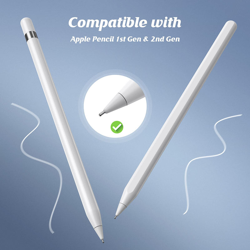 [Australia - AusPower] - Upgraded Pencil Replacement Tips Compatible with Apple Pencil 1st & 2nd Generation, 0.78mm Fine Point Precise Control of Stylus Pen Replacement Nibs fits iPad Pro Pencil Without Wear and Lag - White 