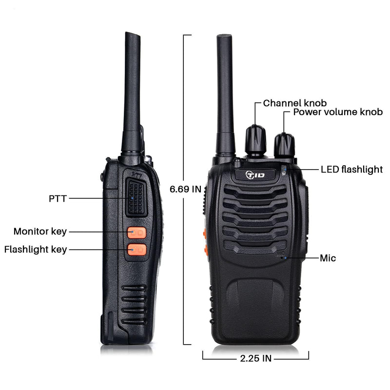 [Australia - AusPower] - TIDRADIO TD-V2 Walkie Talkies for Adults Long Range, Rechargeable Two Way Radio Earpiece with MIC,16 Channels Handheld Walkie Walkie with Secure Service Function(2 Pack) 