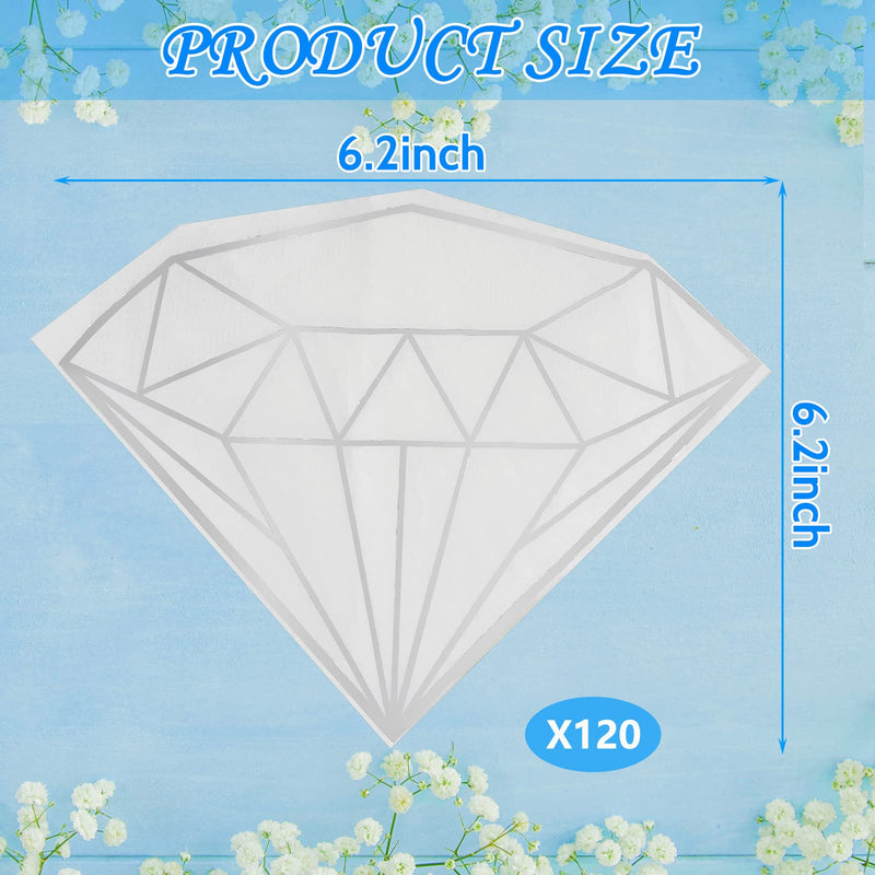[Australia - AusPower] - 80 Pack Diamond Paper Party Napkins Bridal Shower Napkins Foil Silver Napkins Engagement Napkins White Cocktail Napkins Disposable Paper Towel for Wedding Birthday Party Decorations, 6.2 x 6.2 Inches 