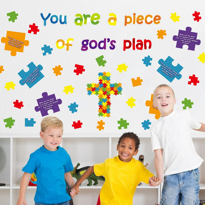 [Australia - AusPower] - 61 Pieces Christian Bulletin Board Piece of Gods Plan Sunday School Decorations Kid’s Religious Bible Verse Classroom Cutouts for Door Wall 