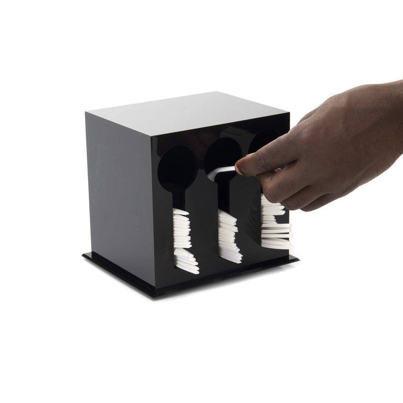 [Australia - AusPower] - Mind Reader 3 Compartment Plastic Utensil Dispenser, Cutlery Organizer, Plasticware Sorter for Restaurant, Diner, Picnics, Black 