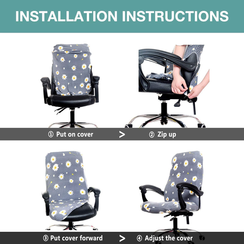 [Australia - AusPower] - Melaluxe Office Chair Cover - Universal Stretch Desk Chair Cover, Computer Chair Slipcovers (Size: L) - Black Large 