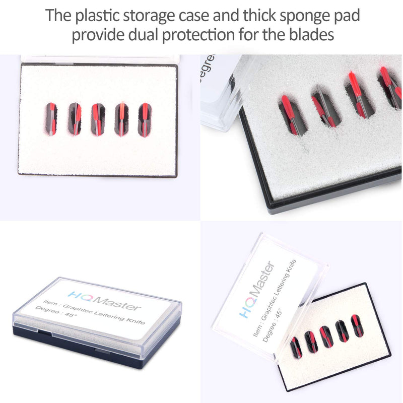 [Australia - AusPower] - HQMaster 45 Degree Vinyl Cutter Blades Lettering Blade for Graphtec Cutting Plotter, Red Cap Pack Of 10 with Springs 45° 