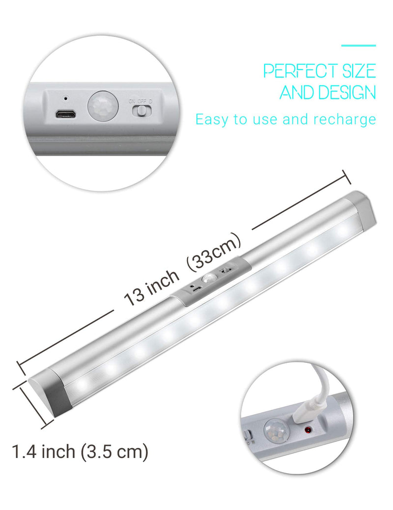 [Australia - AusPower] - Automatic Motion Sensor Lighting with Eye-Protection Design Closet Light, Germany Osram LED for Wireless Lighting Pantry Light, Rechargeable Night Lighting for Cabinet Light(80Lumen, 6000k 80+CRI)) 1 Pack 