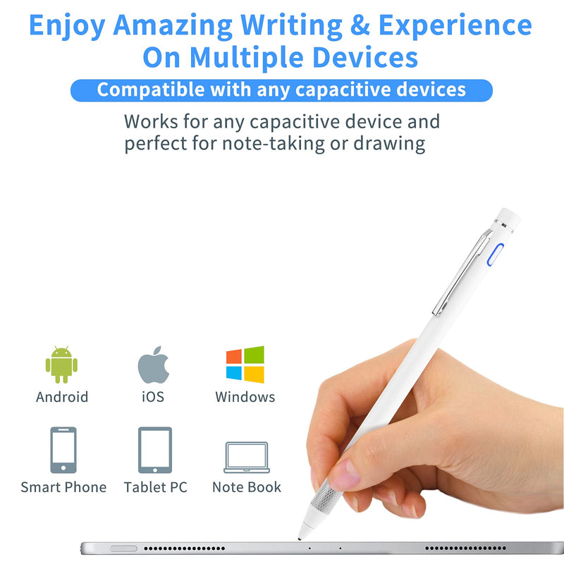 [Australia - AusPower] - Stylus Pen for 2021 iPhone 13 Pro Max Pencil,Minilabo Touch Screens Active Stylus Digital Pen with 1.5mm Ultra Fine Tip Stylist Pen for 2021 iPhone 13 Pro Max Drawing and Writing Pencil,White White 