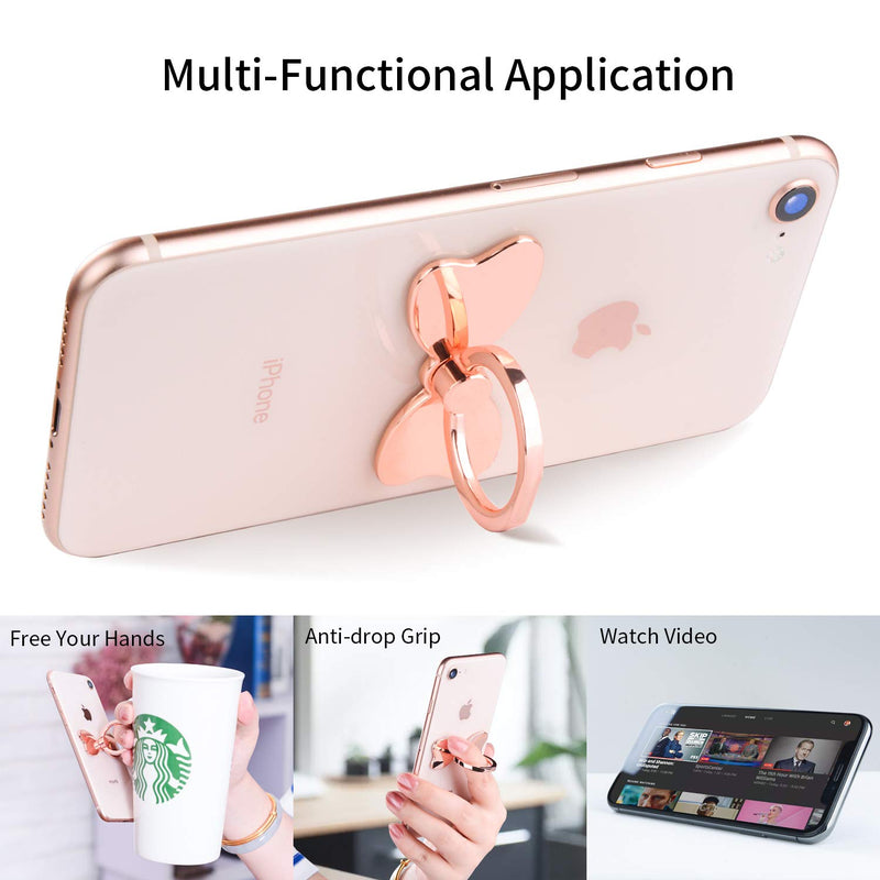 [Australia - AusPower] - pzoz Metal Cell Phone Finger Ring Stability Holder Back Stand Collapsible Hand Grip Knob Loop Car Mount Hook Kickstand 360 for iPhone Samsung Galaxy Mobile Cute Accessories (Rose Gold) Rose Gold 