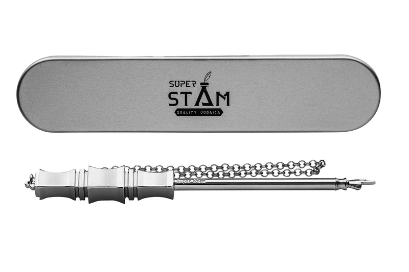 [Australia - AusPower] - SUPER STAM Torah Book Pointer Yad Hand Pointer Silver Finish in Metal Gift Box Great bar bat Mitzvah Gift 17 cm with a 20cm Bead Charm 