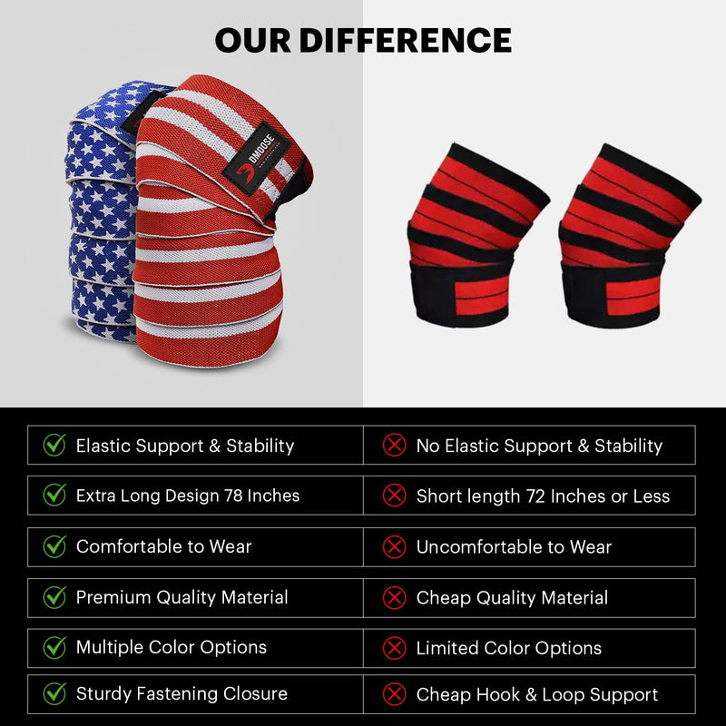 [Australia - AusPower] - DMoose Knee Wraps for Weightlifting (Professional Grade) I 78" Length Heavy Duty Knee Straps Pair I Avoid Knee Injury I Provides Joint Stability I Cross Training & WODs I Compression & Elastic Support 