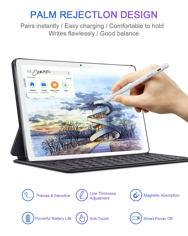[Australia - AusPower] - Stylus Pen for IPad with Palm Rejection, RTOPS Active iPad Pencil with Magnetic Design Rechargeable Stylus Compatible with Apple iPad/iPad Pro/Mini iPad Air for Precise Writing/Drawing/Notetaking 