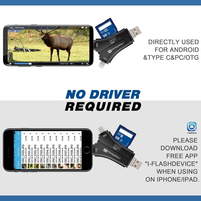 [Australia - AusPower] - Game & Trail Camera SD Card Reader Viewer, Hunting Deer Camera Micro SD Memory Card Reader, Sports Action Camera & IP Camera SD Card Reader Viewer for Smart Cell Phone 