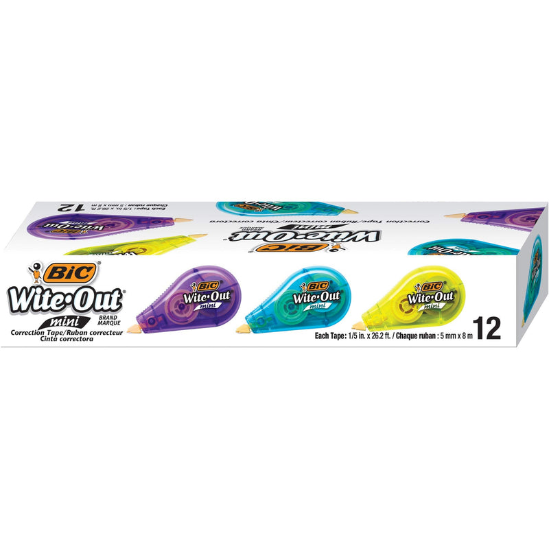 [Australia - AusPower] - BIC Wite-Out Brand Mini Correction Tape, White, Tape Applies Dry, Great For School And Home 12-Count 