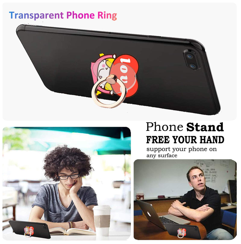 [Australia - AusPower] - lenoup Transparent Heart Cell Phone Ring Holder Kickstand,360 Rotation Clear Heart Cell Phone Finger Ring Grip Stand for Phones,Pad 