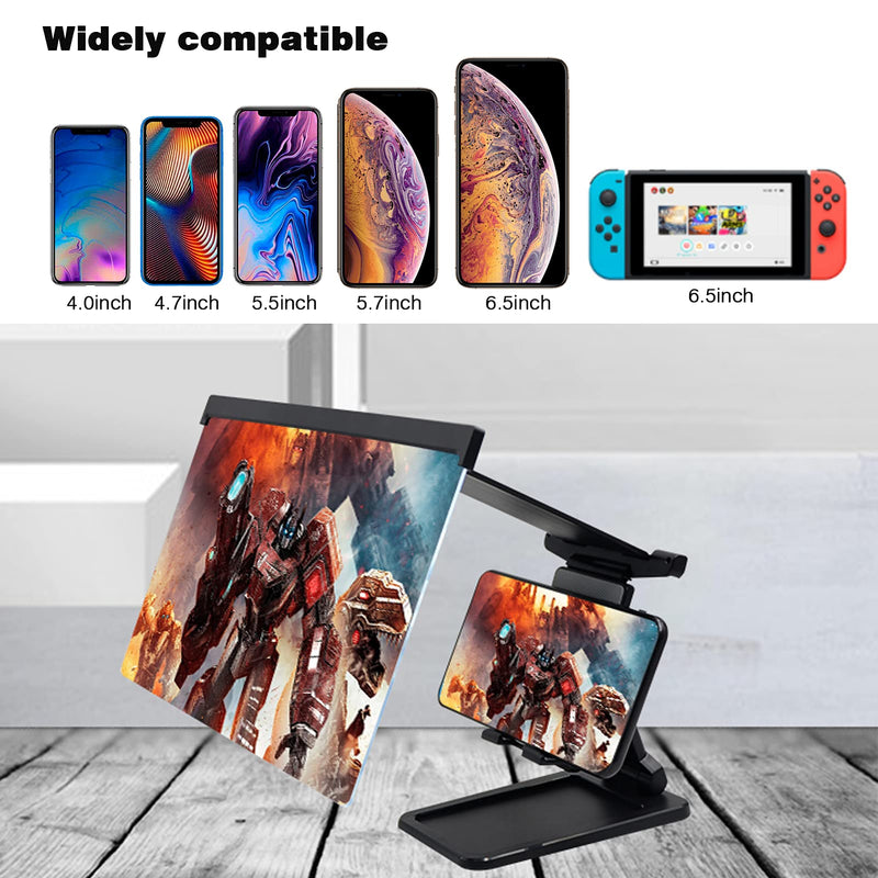 [Australia - AusPower] - 12" Screen Magnifier for Cell Phone, 3D HD Phone Magnifying Screen for Videos, Movies and Gaming with Foldable Cell Phone Stand, Phone Screen Magnifier Compatible with All Smart Phones (Black) 
