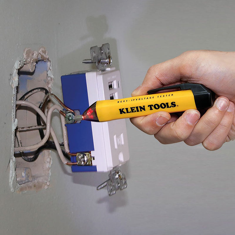 [Australia - AusPower] - Klein Tools NCVT1P Voltage Tester, Non-Contact Voltage Detector Pen, 50V to 1000V AC, Audible and Flashing LED Alarms, Pocket Clip NCVT Pen 