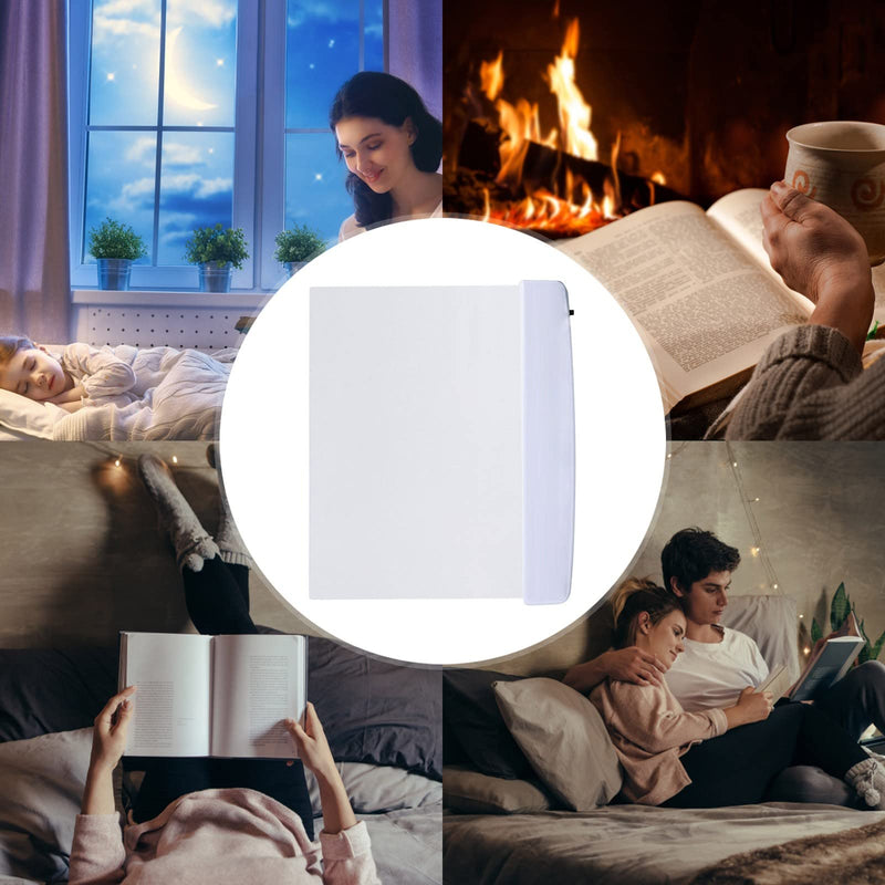 [Australia - AusPower] - Metionc Flat Book Light for Reading in Bed at Night,Eye Care Reading Lamp Portable Bookmark Light Clear LED Book Full Page Light Illuminator for Reading in Bed (White) White 