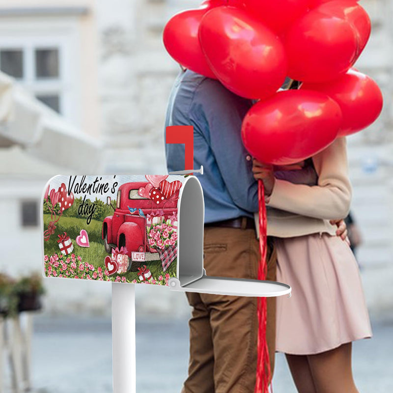 [Australia - AusPower] - FBCOO Valentine's Day Red Truck Mailbox Cover Magnetic Standard Size 21"x19", Love Balloon Rose Gift Decorative Post Letter Box Wrap Decor, Farmhouse Anniversary Wedding Garden Yard Outdoor Decoration Car 