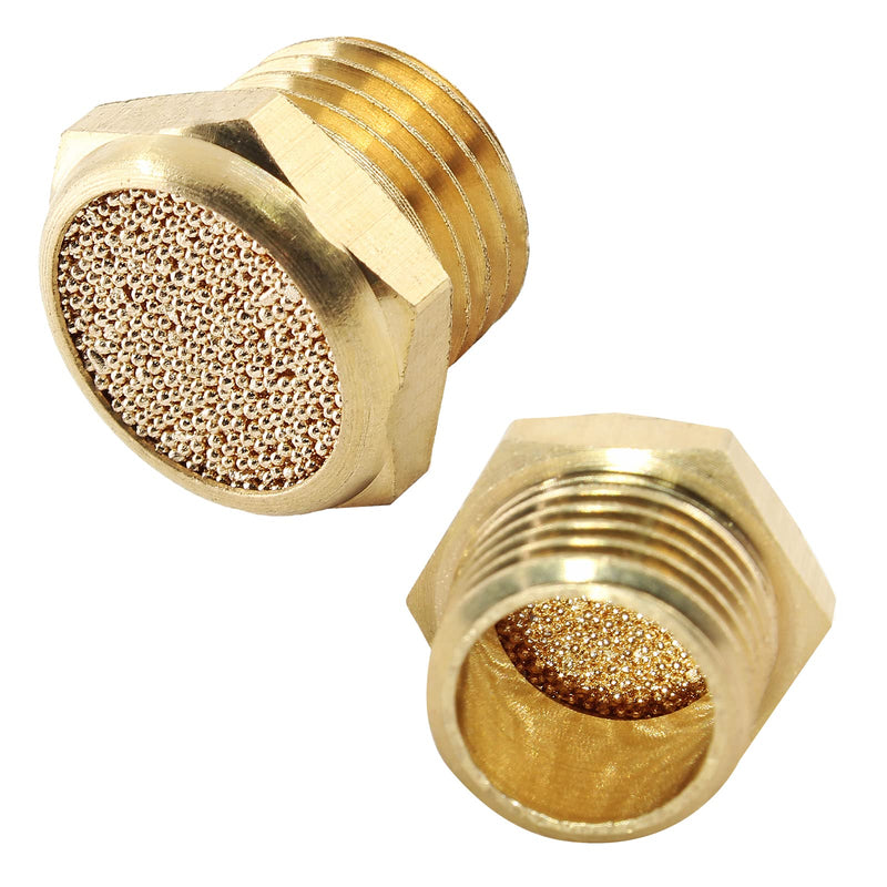 [Australia - AusPower] - Jiozermi 12 Pcs Pneumatic Sintered, Brass Air Pneumatic Muffler Silencer, Pneumatic Exhaust Muffler, 1/4 NPT Male Air Silencer Fitting Flat 