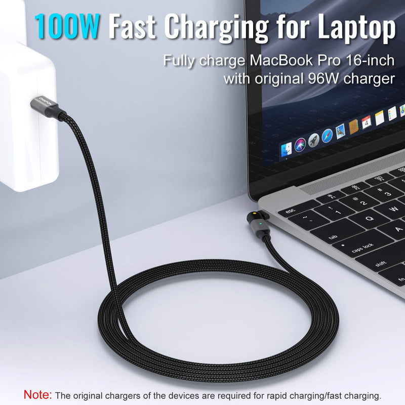 [Australia - AusPower] - USB C to USB C 100W Fast Charging Cable, CHAFON 180 Degree Rotatable Type C Charger Cord Compatible with MacBook Pro 2020/2019/2018, iPad Pro 2020/2018,Galaxy S20 S9,Pixel,Switch (Black, 4FT) Black 