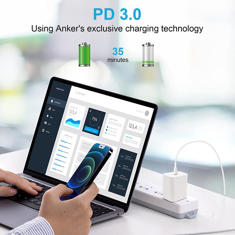 [Australia - AusPower] - PD USB Port C Power Adapter Charging Plug 18w USB C Appliance PD USB 3.0 for iPhone 12, 12 Pro,12 Pro Max, 12 Mini, 11pro, Se 2020 (White 