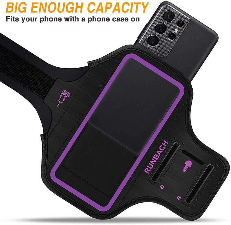 [Australia - AusPower] - Runbach Water Resistant Running Armband for Samsung Galaxy S22 Ultra/S21+ 5G/S21 Ultra/S20 Ultra/Note 20 Ultra,Galaxy F62/M62/M51/M12/M02/A90/A71/A70/A42/A32/A21/A12/A02(Purple) Purple 
