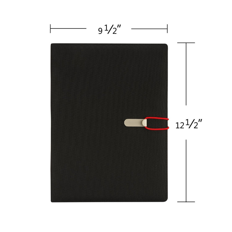 [Australia - AusPower] - NuVision Portfolio Leather Padfolio Binder, Business Planner File Folder with Elastic Band Closure, Writing Pad Notebook, Resume Document Organizer, Legal Pad for Women Men Black (Ver. 3) 