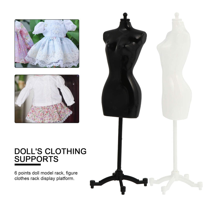 [Australia - AusPower] - EXCEART 6PCS Doll Dress Form Tiny Doll Dress Body Manikin with Base Stand Garment Skirt Display Support Female Mannequin Torso for Children Kids 