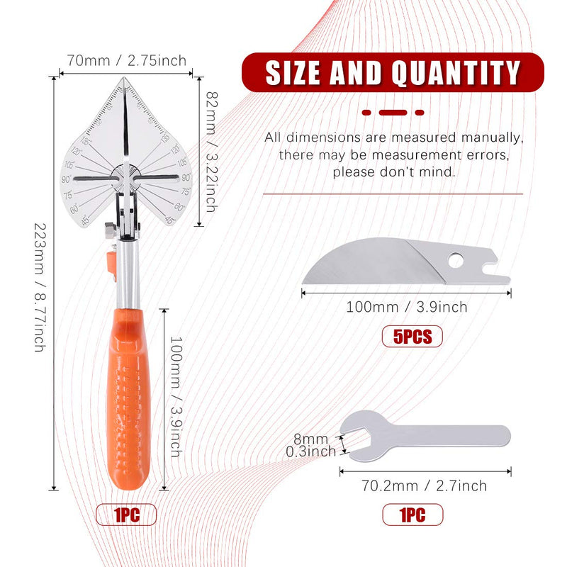 [Australia - AusPower] - Hilitchi Upgraded Multi Angle Miter Shear Cutter Cuts 45 to 135 Degree Miter Snips Cutting Tool for Small Miter Jobs and DIY Projects with 5 Replacement Blades and Spanner 