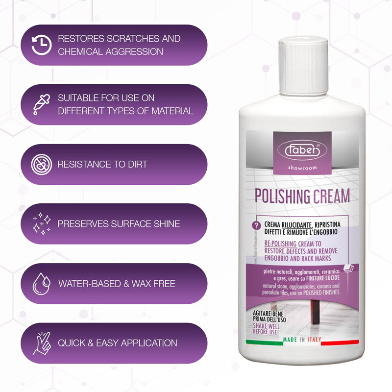 [Australia - AusPower] - Polishing Cream by Faber | Remove Back Marks on Polished Surfaces, Restore Chemical Aggression on Marble, Granite Countertop, Resin, and Excellent Resistance to Dirt and Foot Traffic 