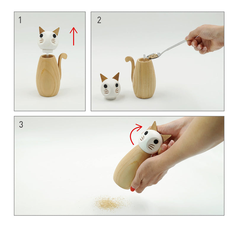 [Australia - AusPower] - Peterson Housewares Cat Salt or Pepper Mill - Wooden Spice Grinder Medium 