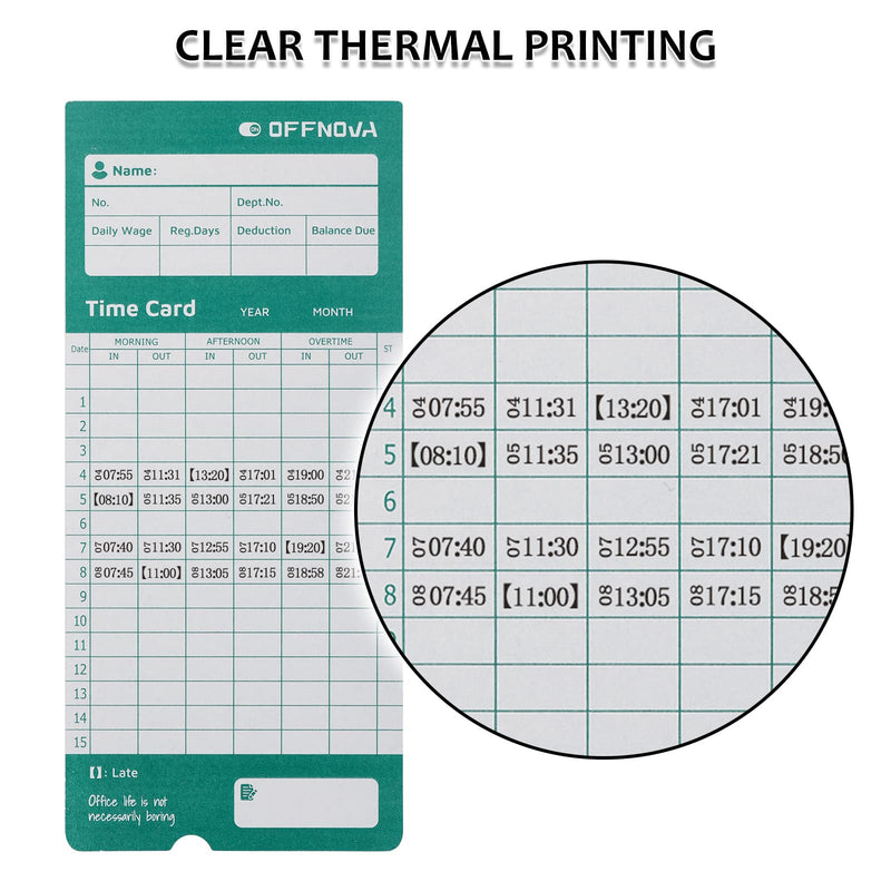 [Australia - AusPower] - OFFNOVA Thermal Time Cards, Double-Sided Monthly Time Cards for in/Out Time Clock, Pack of 50 