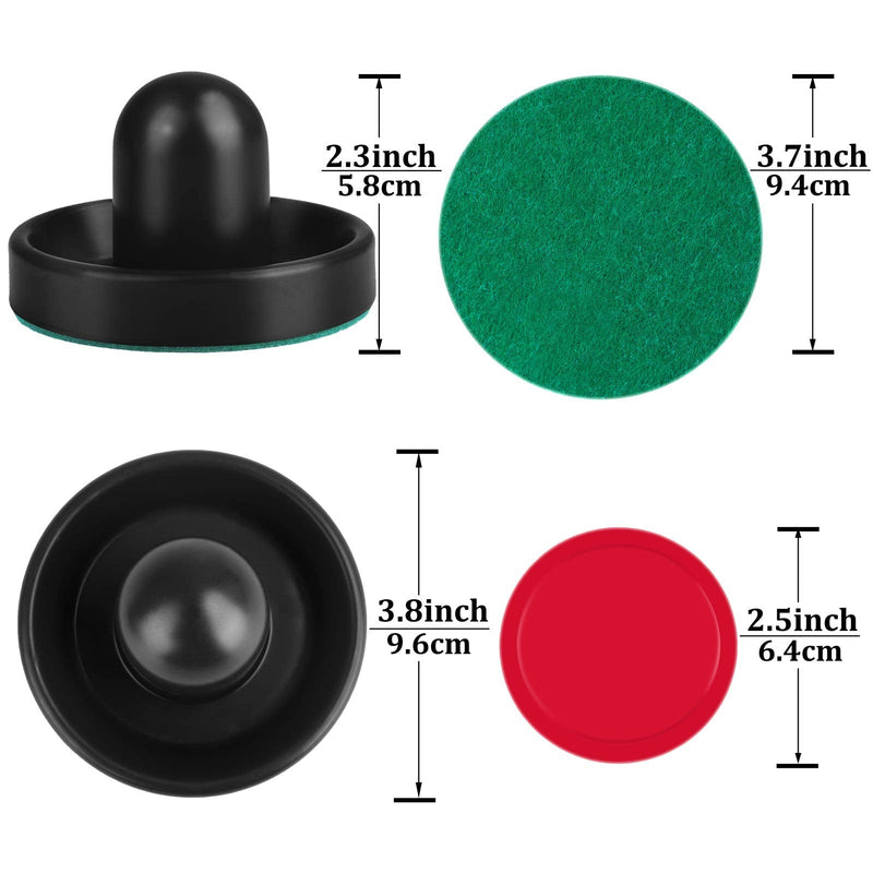 [Australia - AusPower] - URATOT Air Hockey Pushers and Air Hockey Pucks Air Hockey Paddles, Goal Handles Paddles Replacement Accessories for Game Tables(4 Pushers, 8 Red Pucks and 8 Green Pads) Black, Royal blue 