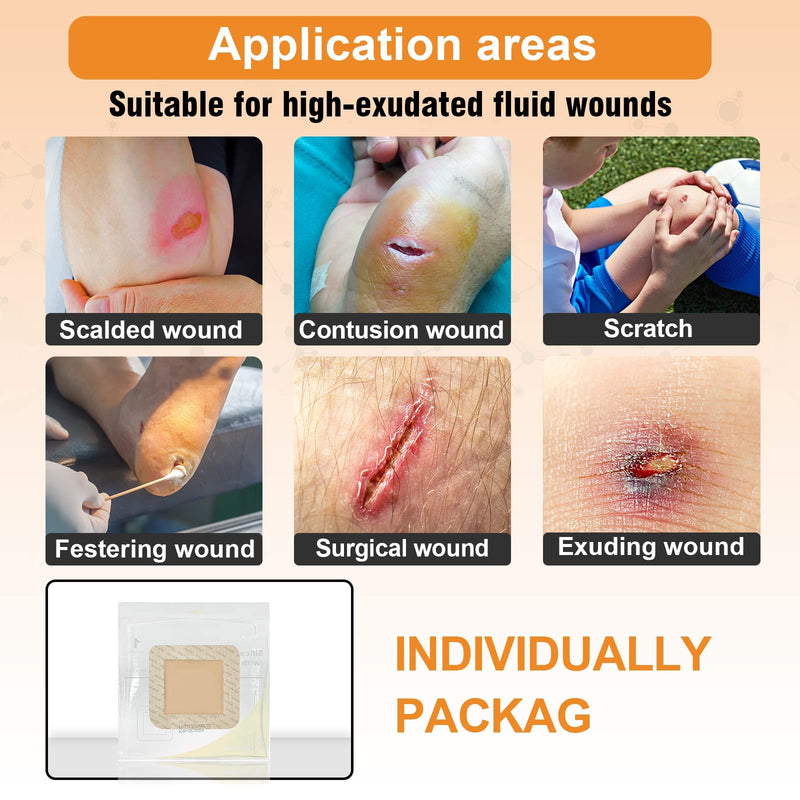 [Australia - AusPower] - Carbou Silicone Foam Dressing with Adhesive Gentle Border,3"x3" Waterproof Wound Dressing Bandage,High Absorbency Wound Pad,Silicone Foam Bandage for Wound Care 10 Pack 3x3 Inch (Pack of 10) 