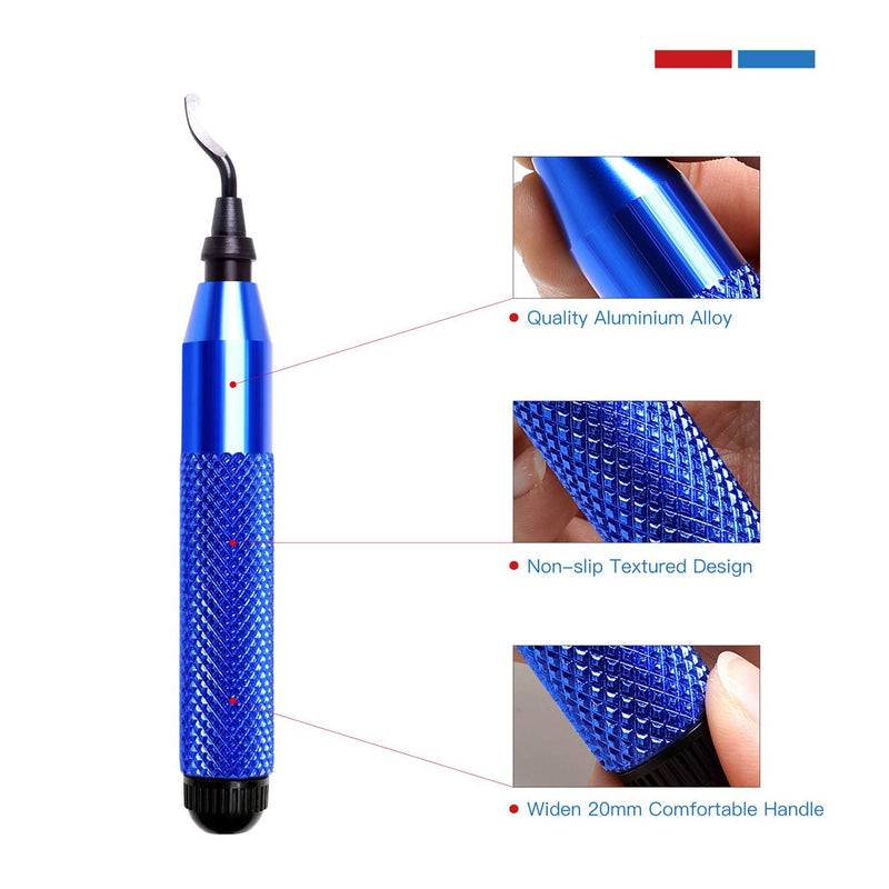 [Australia - AusPower] - MAVAST Deburring Tool with 21 High-Speed Steel Blades Storage Handle Design (Blue) Blue 