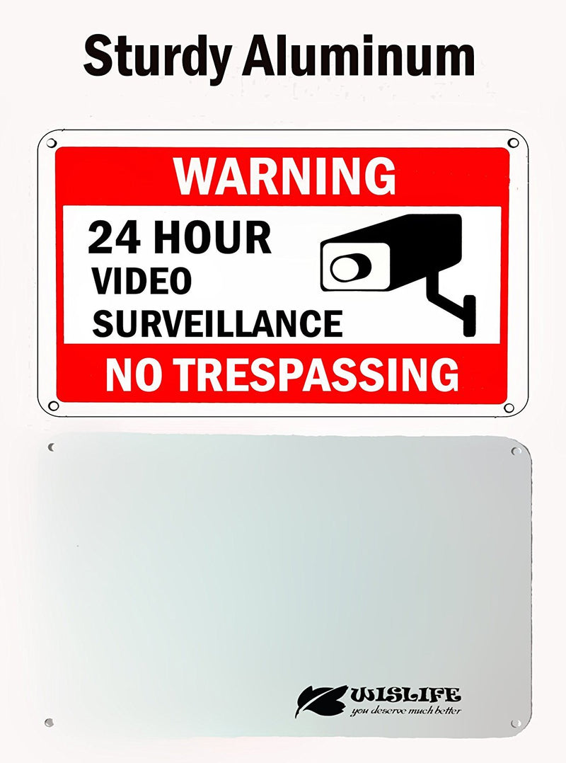 [Australia - AusPower] - WISLIFE Video Surveillance Sign Set, 2 (10" X 7") Aluminum Warning Signs & 6 (6"X6") Window Stickers, Video Security Signs 