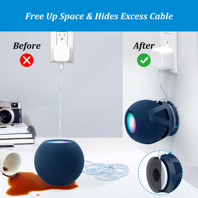 [Australia - AusPower] - PlusAcc for HomePod Mini Wall Mount - Holder Mount Compatible with Homepod Mini, No Muffled Sound, with Cord Management, Space Saving Accessories for Home Pod Mini (Blue) Blue-1 pack 