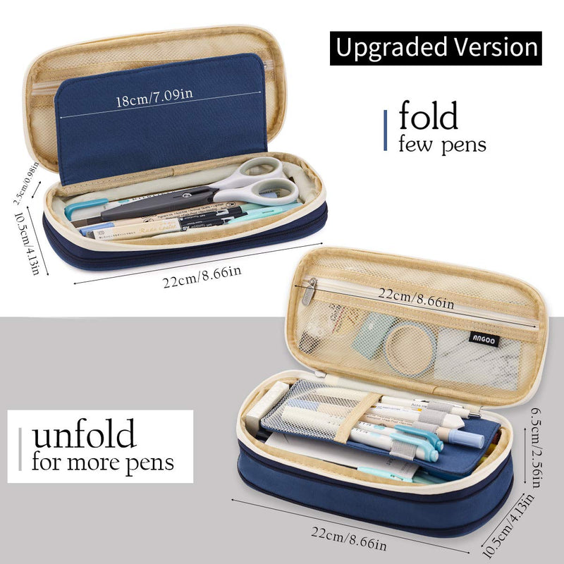 [Australia - AusPower] - EASTHILL Big Capacity Pencil Pen Case Office College School Large Storage High Capacity Bag Pouch Holder Box Organizer Blue 