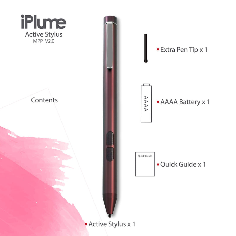 [Australia - AusPower] - iPlume Stylus, MPP V2.0 for Surface Series and MPP Enabled Devices on Description, Not Compatible with Chrome OS Maroon red 